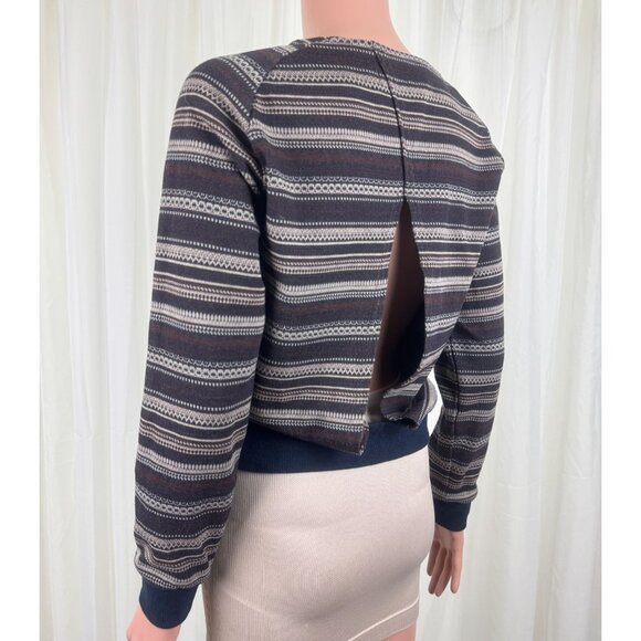 Shades of Grey by Micah Cohen Anthropologie Peek-a-boo Stripe Sweater Size XS - Picture 11 of 12